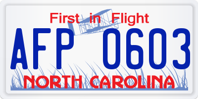 NC license plate AFP0603