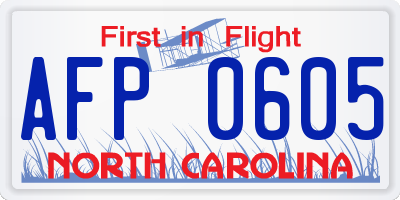 NC license plate AFP0605