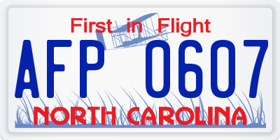 NC license plate AFP0607