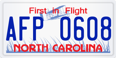 NC license plate AFP0608