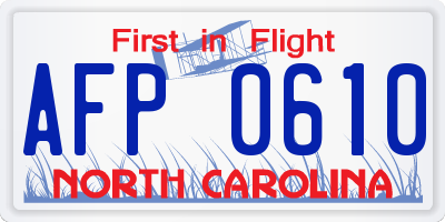 NC license plate AFP0610