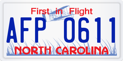 NC license plate AFP0611