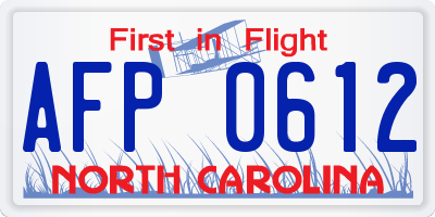 NC license plate AFP0612