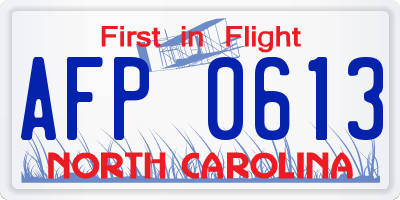 NC license plate AFP0613
