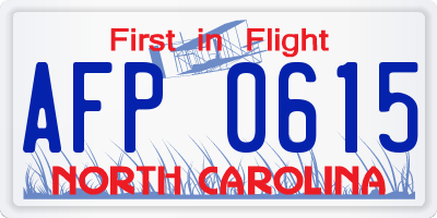 NC license plate AFP0615