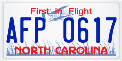 NC license plate AFP0617