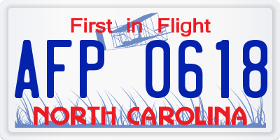 NC license plate AFP0618