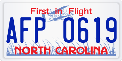 NC license plate AFP0619