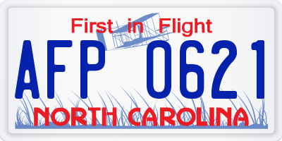 NC license plate AFP0621