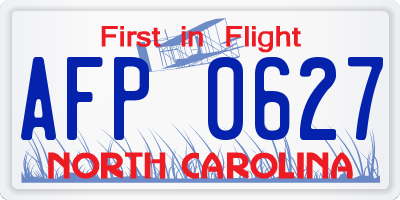 NC license plate AFP0627