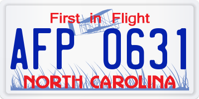 NC license plate AFP0631