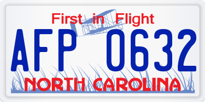 NC license plate AFP0632