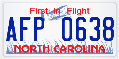 NC license plate AFP0638
