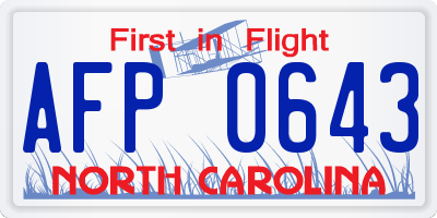 NC license plate AFP0643