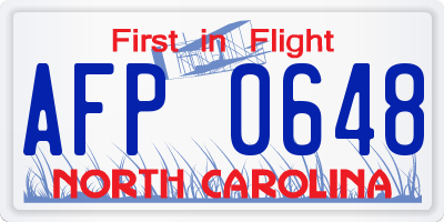 NC license plate AFP0648