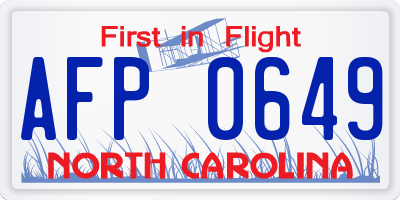 NC license plate AFP0649
