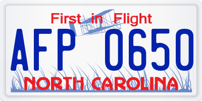 NC license plate AFP0650