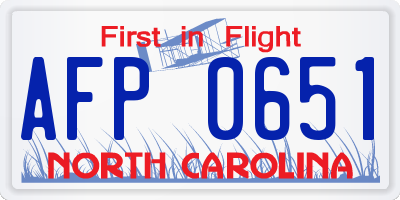 NC license plate AFP0651