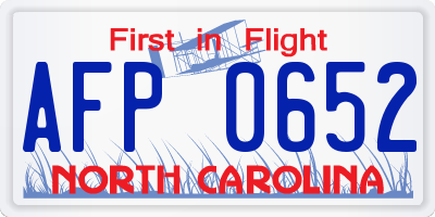 NC license plate AFP0652