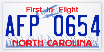 NC license plate AFP0654