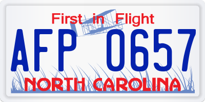 NC license plate AFP0657