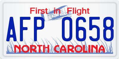 NC license plate AFP0658
