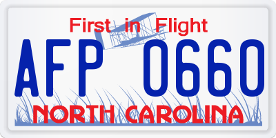 NC license plate AFP0660