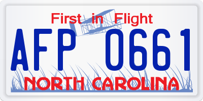 NC license plate AFP0661