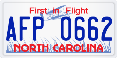NC license plate AFP0662