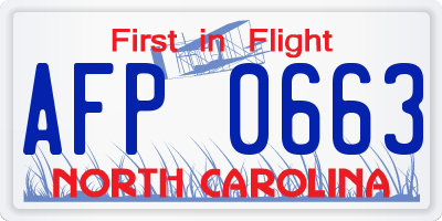 NC license plate AFP0663