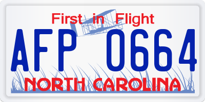 NC license plate AFP0664