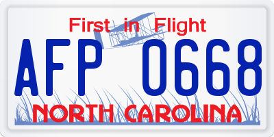 NC license plate AFP0668