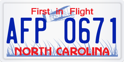 NC license plate AFP0671