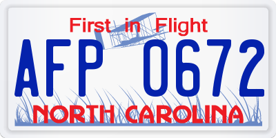 NC license plate AFP0672