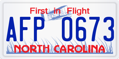 NC license plate AFP0673