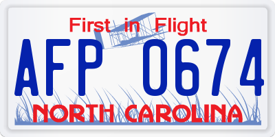 NC license plate AFP0674