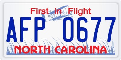 NC license plate AFP0677