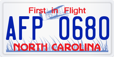 NC license plate AFP0680