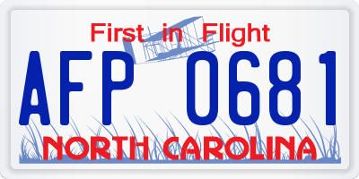NC license plate AFP0681