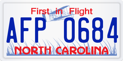 NC license plate AFP0684