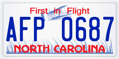 NC license plate AFP0687
