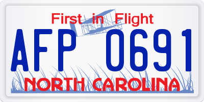 NC license plate AFP0691
