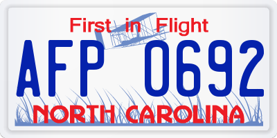 NC license plate AFP0692