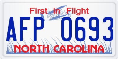NC license plate AFP0693