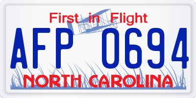 NC license plate AFP0694