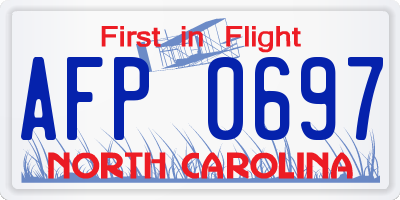 NC license plate AFP0697