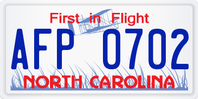 NC license plate AFP0702