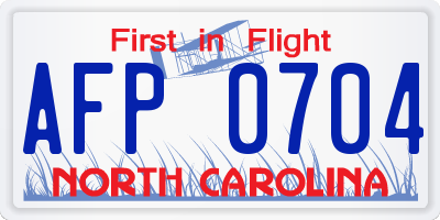 NC license plate AFP0704