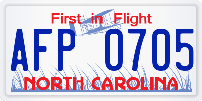 NC license plate AFP0705