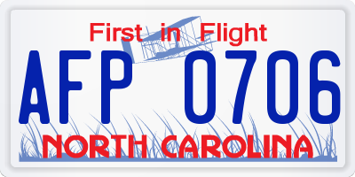 NC license plate AFP0706